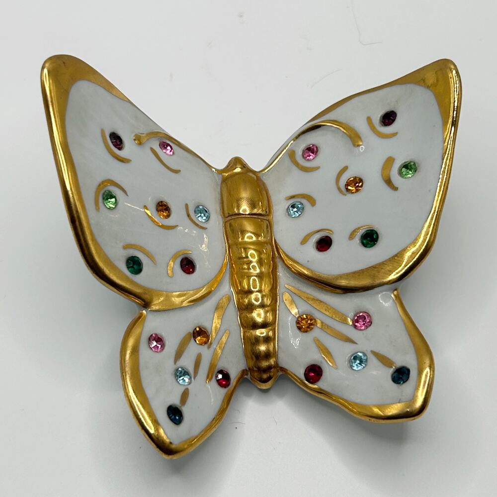 Capodimonte Italy Collezione Polaris Swarovski Crystal Jeweled Butterfly Figure